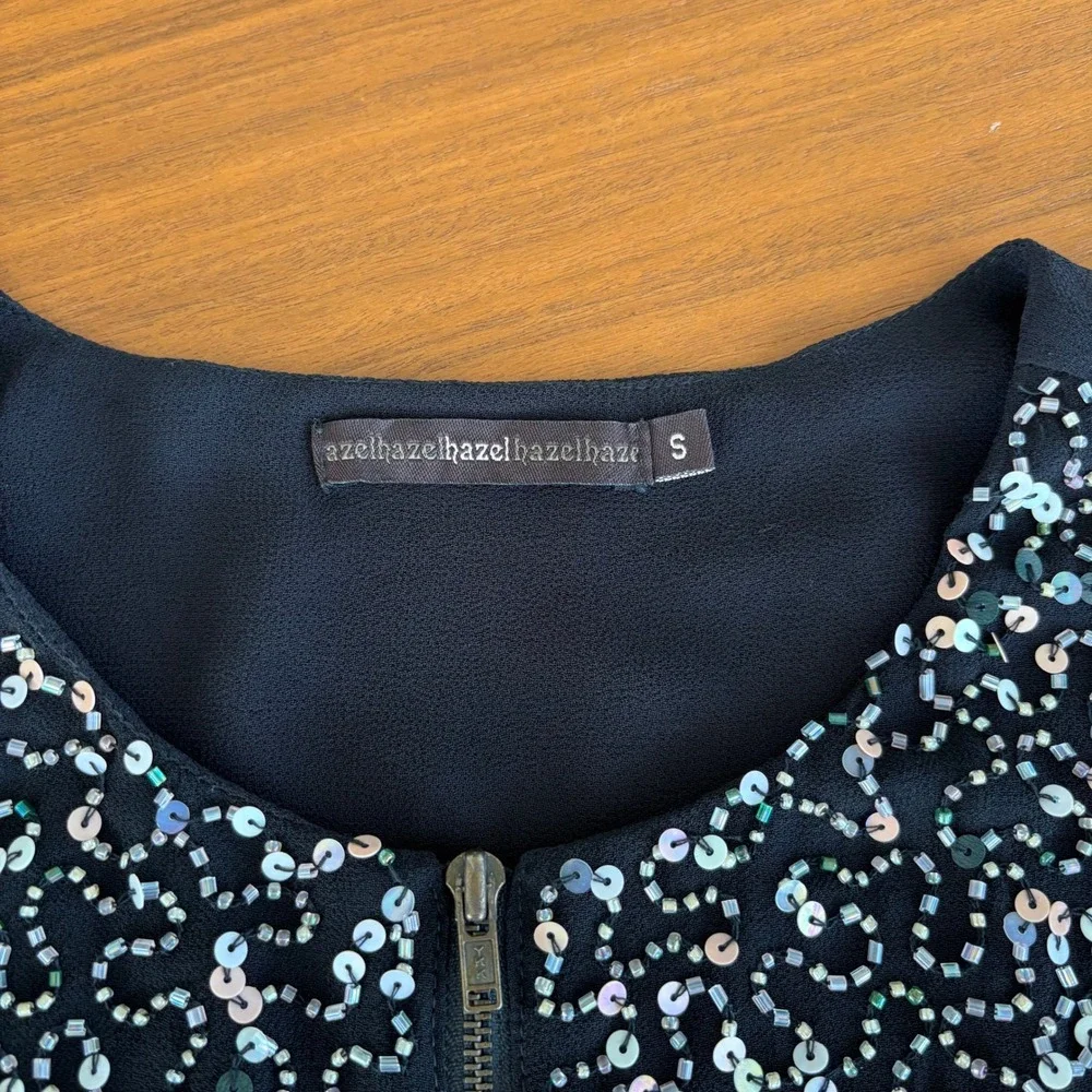 Anthropologie Hazel Sequin Zip Up Bomber Jacket S Beaded Iridescent Glam Party